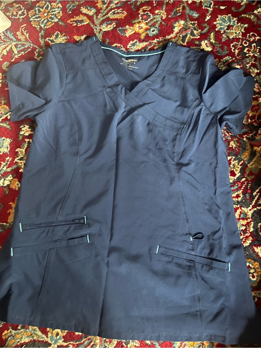 Navy V-Neck Medical Scrub Top and Pants